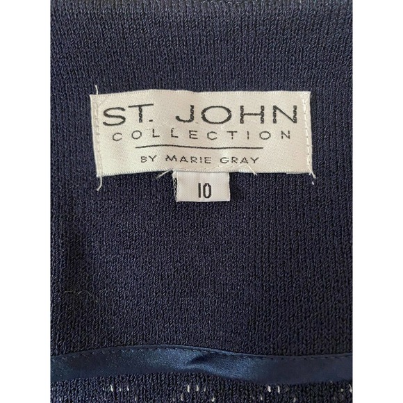 St John Knit Jacket Cardigan Blazer Sweater Long Sleeve One Button Navy … - Picture 6 of 6